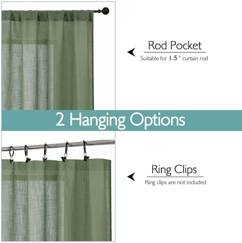 Chyhomenyc Semi Sheer Curtains 84 Inches Long 2 Panels Set, Light