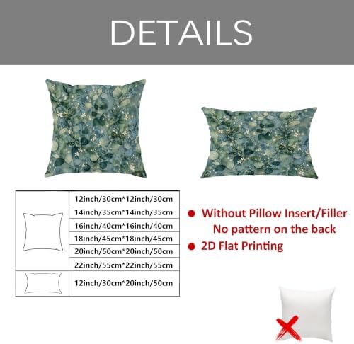 Botanical Watercolor Leaves Throw Pillow Covers 22x22 Set of 2