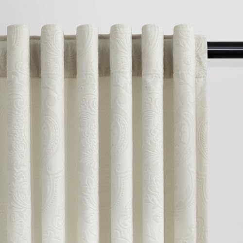 GIGIZAZA Velvet Curtains 72 Inch 2 Panels for Living Room Cream