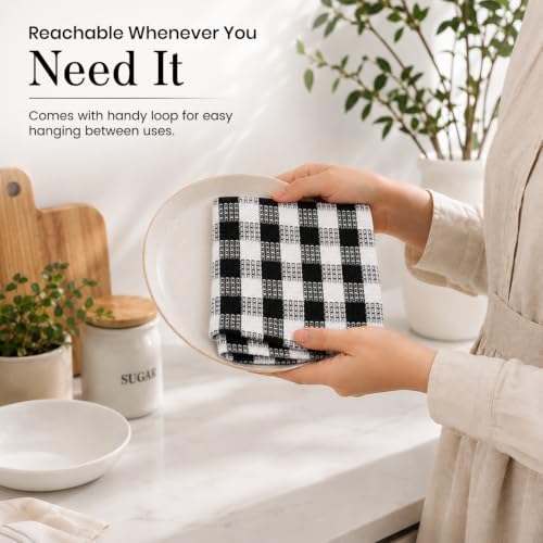 Blue Needles Waffle Weave Dish Towels 100% Cotton Set of 6-12