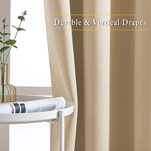 NICETOWN Blackout Biscotti Beige Curtains for Renter, 2 Panels,W52xL72