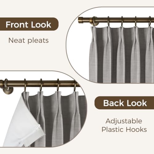 Drapifytex 56W x 108L Pinch Pleat Linen Blend Curtain 1 Panel Lined
