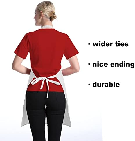 12 Pcs Bib Bulk White Aprons for Women Men Adult Girls Unisex with 2