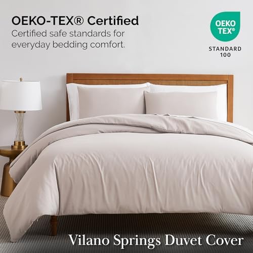 Oversized Full/Queen Duvet Cover Set w/ Zipper 98x98 2 Shams Natural