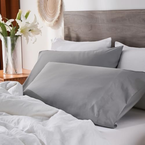 Easy Care Microfiber Pillowcases, Gray, Standard Size, Pack of 2
