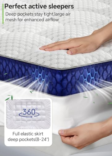 BEDELITE Queen Mattress Topper, Pillow Top Mattress Pad Bed Cover