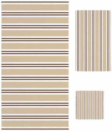 Bath Towels Set of 3 Beige Parallel Stripeds Bath Towel Hand Towel