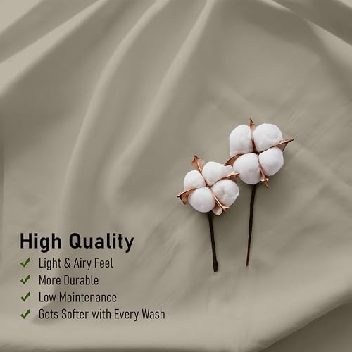 RUVANTI 100% Cotton Twin XL Sheets, Percale Weave Twin XL Set, Taupe
