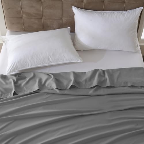 ZPECC King Flat Sheets Only Dark Gray 1 Pack, Color-Coded Hem Threads