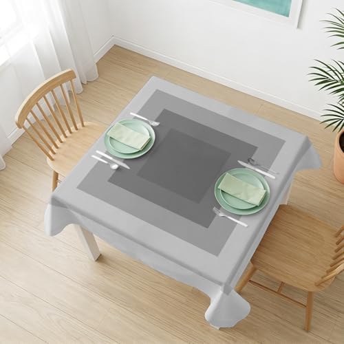 Square Tablecloth, Gray Gradient Color Block Waterproof Table Cloth