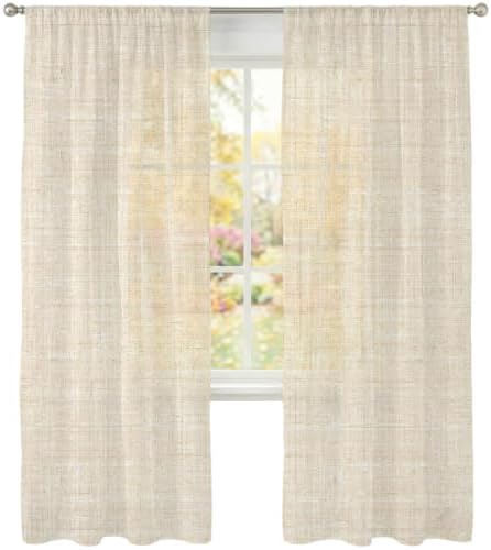 Sheer Curtains 108 Inches Long, Cream Light Filtering Window Curtains