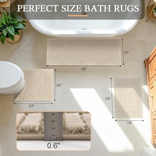 Pauwer Bathroom Rugs Sets 3 Piece, Microfiber Bath Mat Set, Light