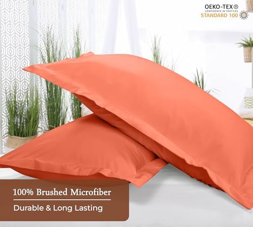 Royale Linens Microfiber King Size Pillow Shams Set of 2 - Coral Shams