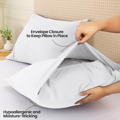 Pillow Covers Queen Size Set of 6, Soft and Comfy Pillow Cases, White