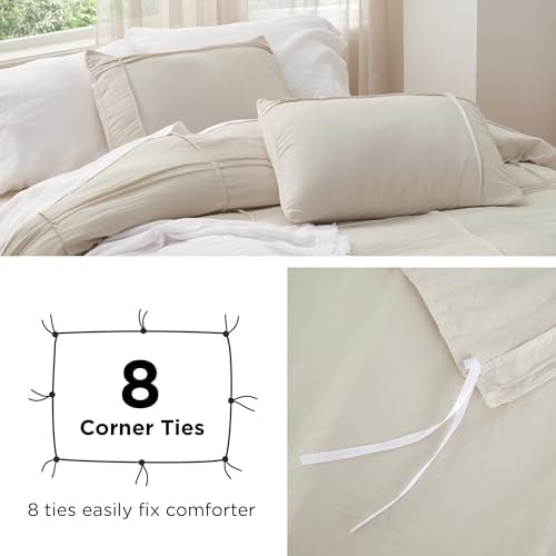 Bedsure Grid Boho Duvet Cover Queen, Textured Bedding, 3-Piece, Grey