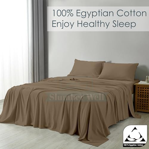 SlumberWell 4 Piece Sheet Set Full XXL Size, 100% Egyptian Cotton