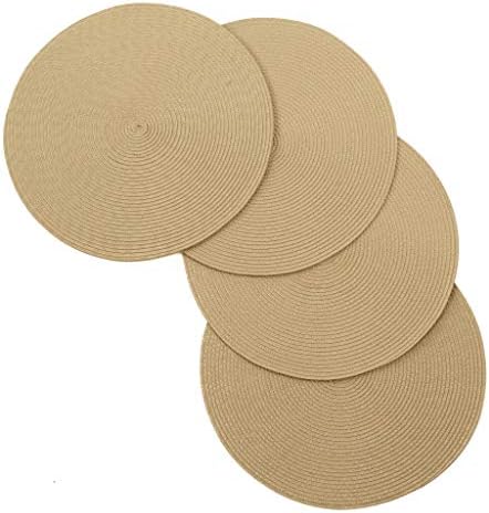 Vienna Woven Spiral Table Placemats 15 Inches Round Set of 4 Non-Slip