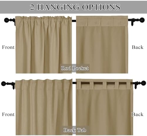 Fcosie Natural Linen Blended Curtains 63 Inches Length Blackout
