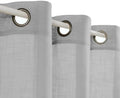 Linen Gray Grommet Curtains 63 Inch Length for Bedroom Boho Semi Sheer