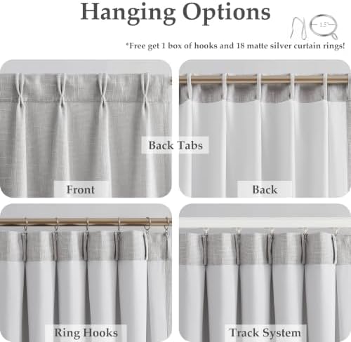 WEST LAKE 108 Inch Pinch Pleat Light Filtering Window Curtains for