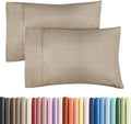Queen Pillow Cases Set of 2 - Soft Pillowcase Covers - Heathered Beige