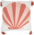SARO LIFESTYLE Elegant Embroidered Seashell Pillow Cover, 20"x20"