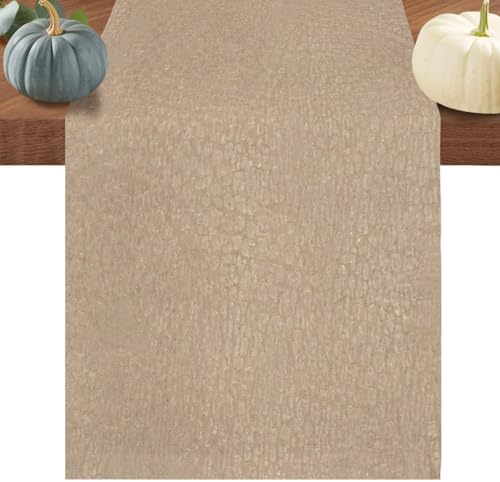 Beige Table Runners 108 Inches Long, Cotton Linen Fabric Table Runner