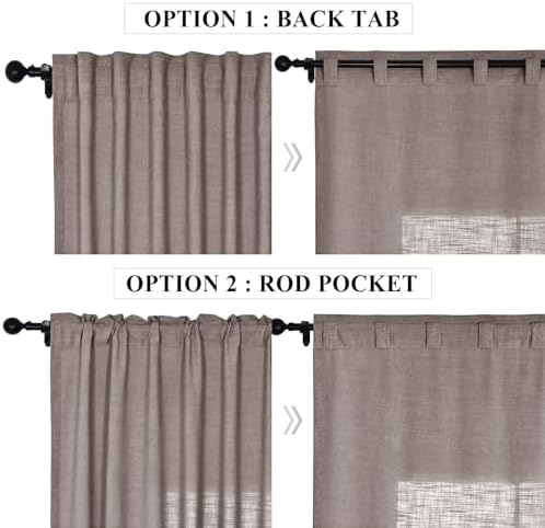 Fcosie Back Tab and Rod Pocket Linen Curtains 84 in Length Room