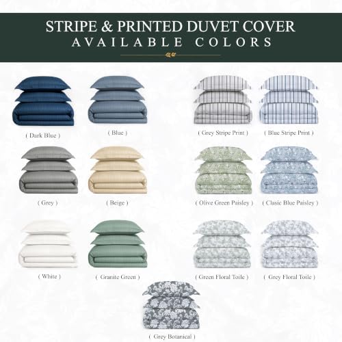 Feather & Stitch Queen Size Duvet Cover Set, 500 Thread Count Damask