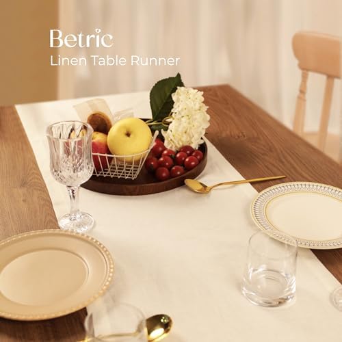 100% Pure Linen Extra Long Table Runner - 14 x 108 Inch Farmhouse