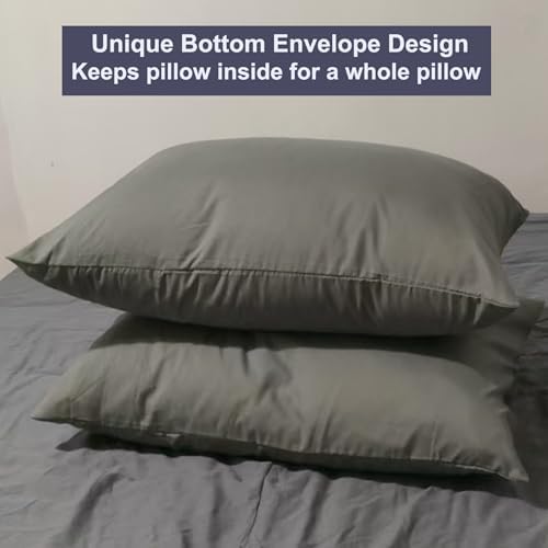 Grey Pillowcases 6 Pack, Standard Queen Size, Soft and Comfy