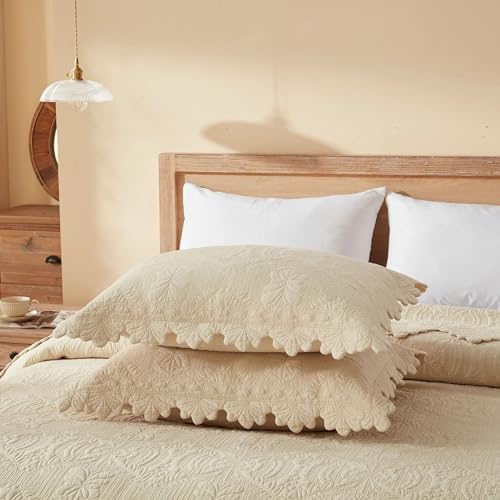 MarCielo 3-Piece 100% Cotton Oversized Bedspread Lightweight Quilt