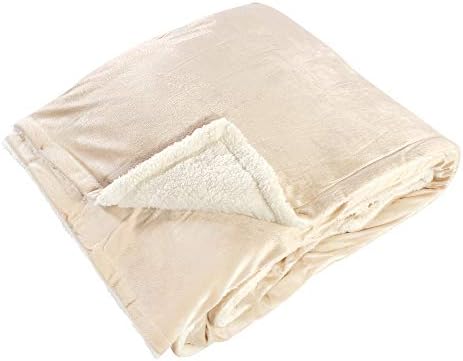 Hudson Home Collection Men and Women Mink Blanket with Sherpa Back