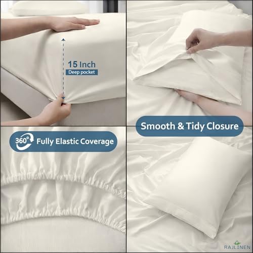 Rajlinen Full Sheet Set Microfiber Bed Sheets, Ultra Soft Hotel Luxury