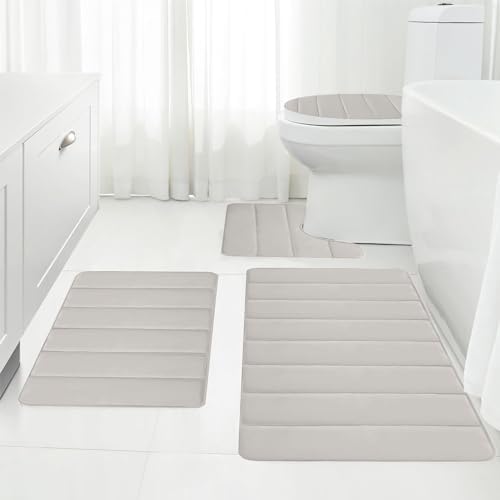 Bathroom Rugs Sets 4 Piece, 2024 New Soft Absorbent Memory Foam Bath