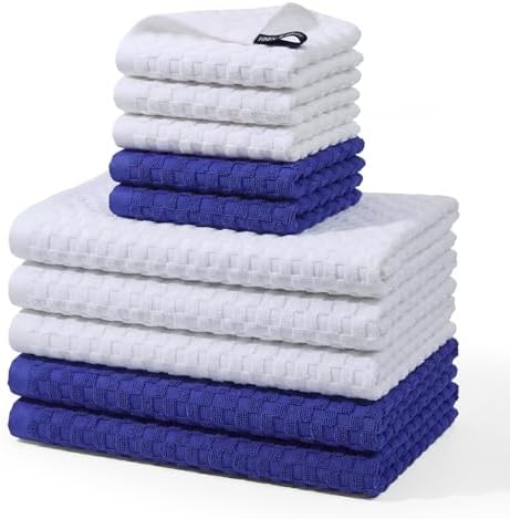 Waffle Weave Cotton Kitchen Towels & Dishcloths Set