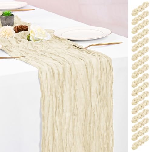 16 Pack Ivory Table Runner 10FT Cheesecloth Table Runner Boho Gauze