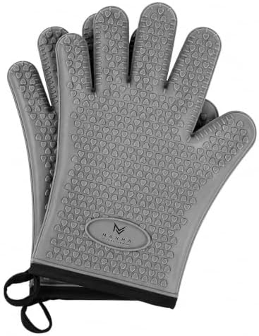 Silicone Oven Mitts, Five Fingers, Waterproof Non-Slip Oven Gloves