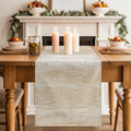 Beige Planks Table Runner, Farmhouse Vertical Wood Grain Washable