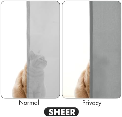 MIULEE Grey Semi Sheer Privacy Curtains Drapes 2 Panels 52W x 84L