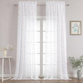 Chyhomenyc Extra Long White Sheer Curtains 108 Inch Length 2 Panels