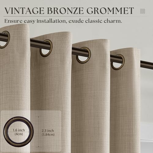 Taupe Floor to Ceiling 108 Inch Extra Long Linen Privacy Curtains