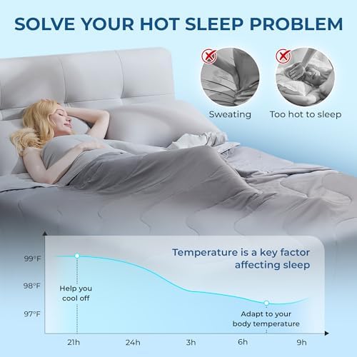 BDEUS Cooling Comforter Full/Queen Size with 2 Pillowcases Set, Soft