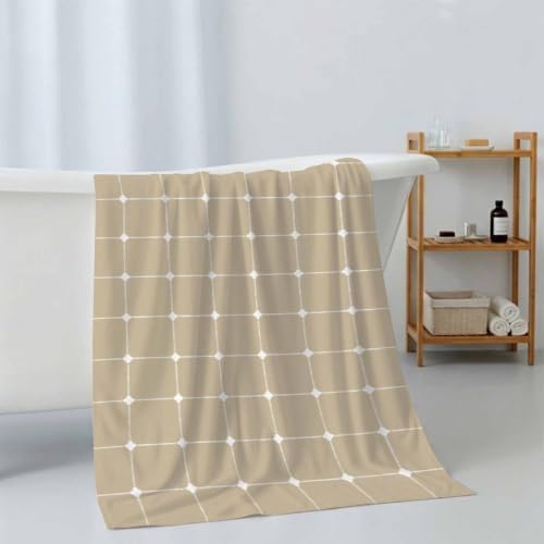 Bath Towels Set of 3 White Dots Grid Lines Bath Towel Hand Towel