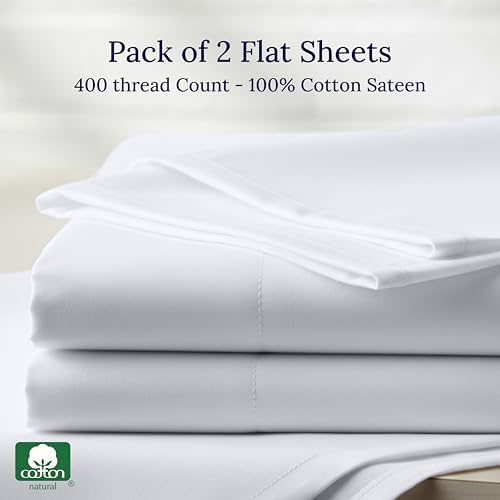 California Design Den 2-Pack 100% Cotton Sateen Queen Flat Sheet