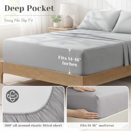 Comfort Spaces 100% Cotton Percale Sheets Queen Sheet Set 4 Piece