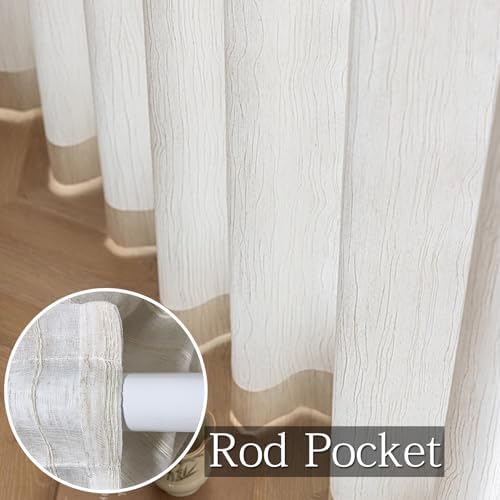 SUOUO Rustic Crinkled Linen Textured Semi-Sheer Curtains 84 Inches 2