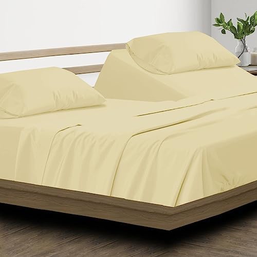 RECCI 100% Microfiber 4-Piece Split Top Queen Sheets Sets for