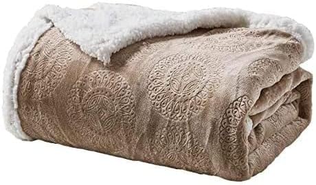 Caesar Sherpa Throw Blanket Fleece Snuggle Warm Throw for Chair, Sofa