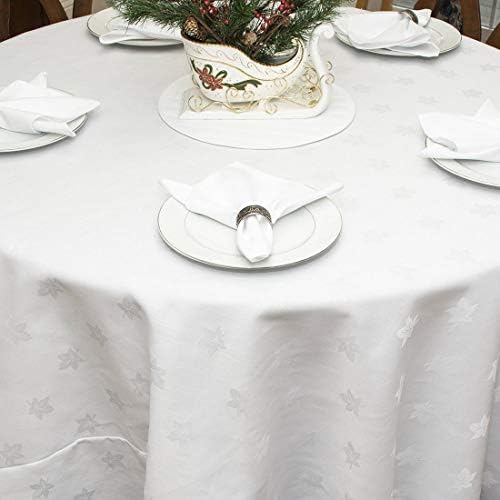 Solid White Jacquard 90 inch Round Table Cloth